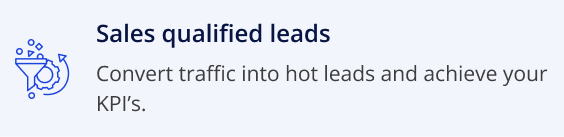 Sales qualified leads, convert traffic into hot leads and achieve your KPI's